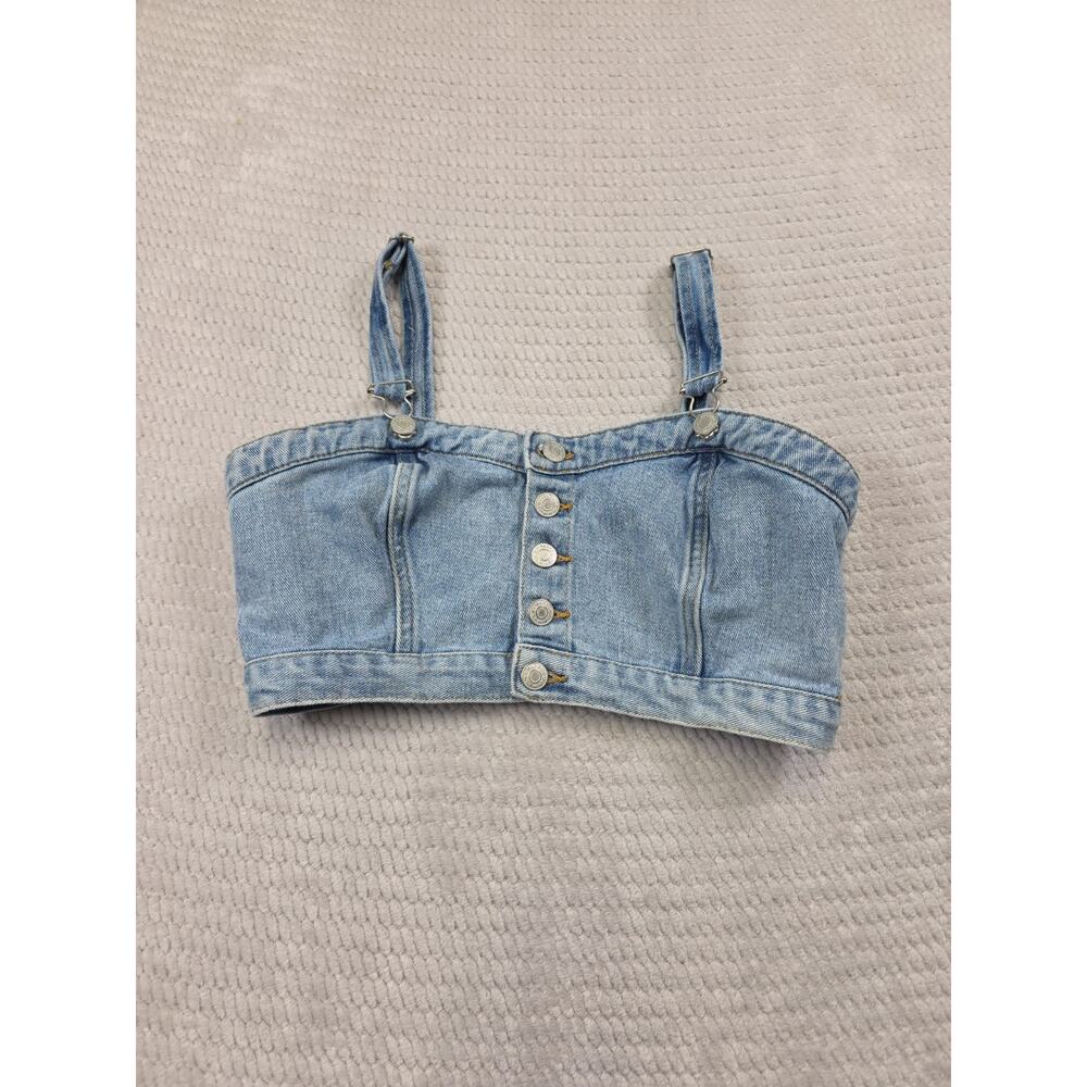 Pac Sun Shirt Womens Medium Blue Jean Cropped Denim Top